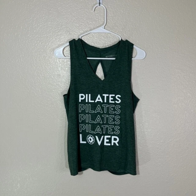 beyond-yoga stretch pilates graphic logo tank-top