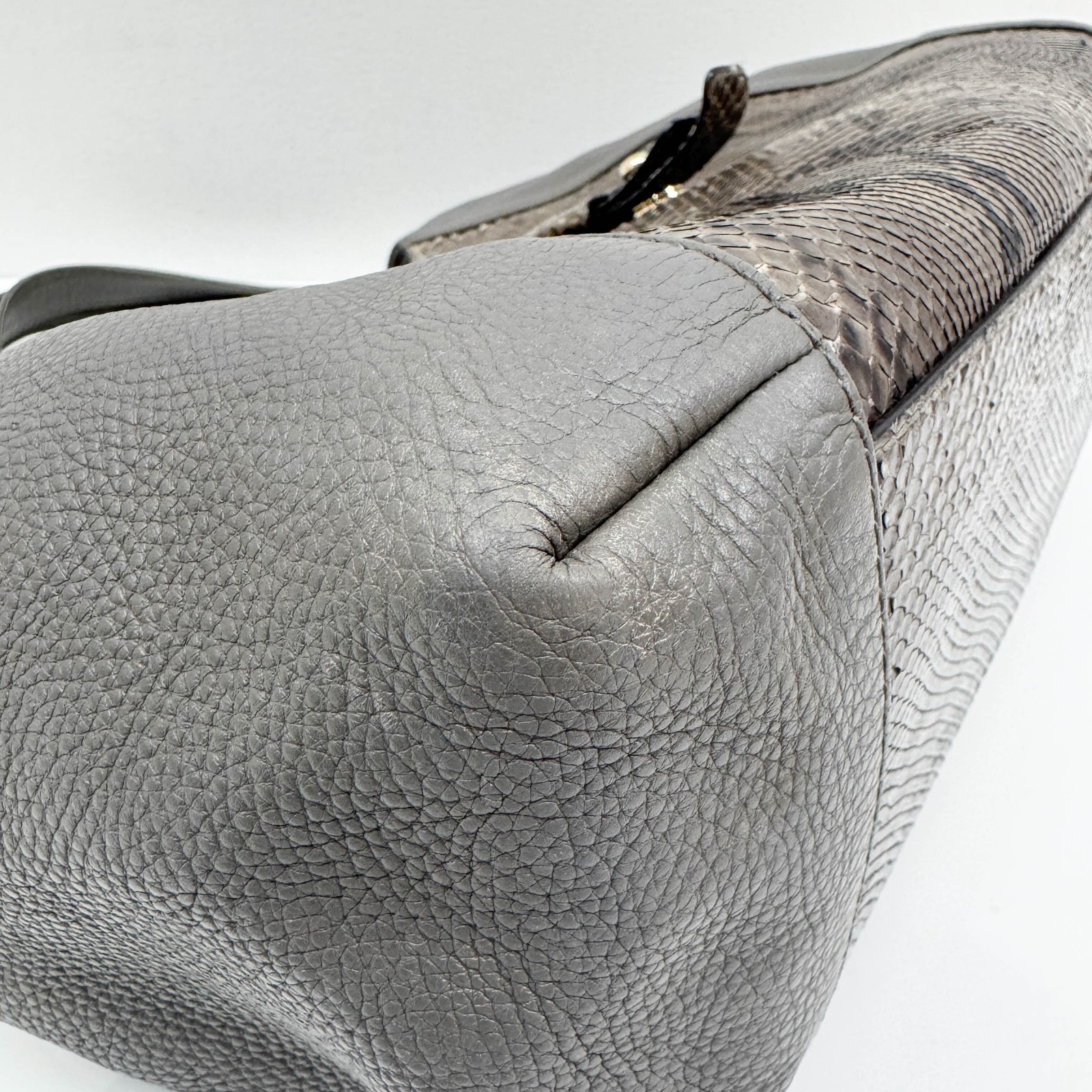 GUCCI Stirrup Brown Python Embossed Leather Shoul… - image 10