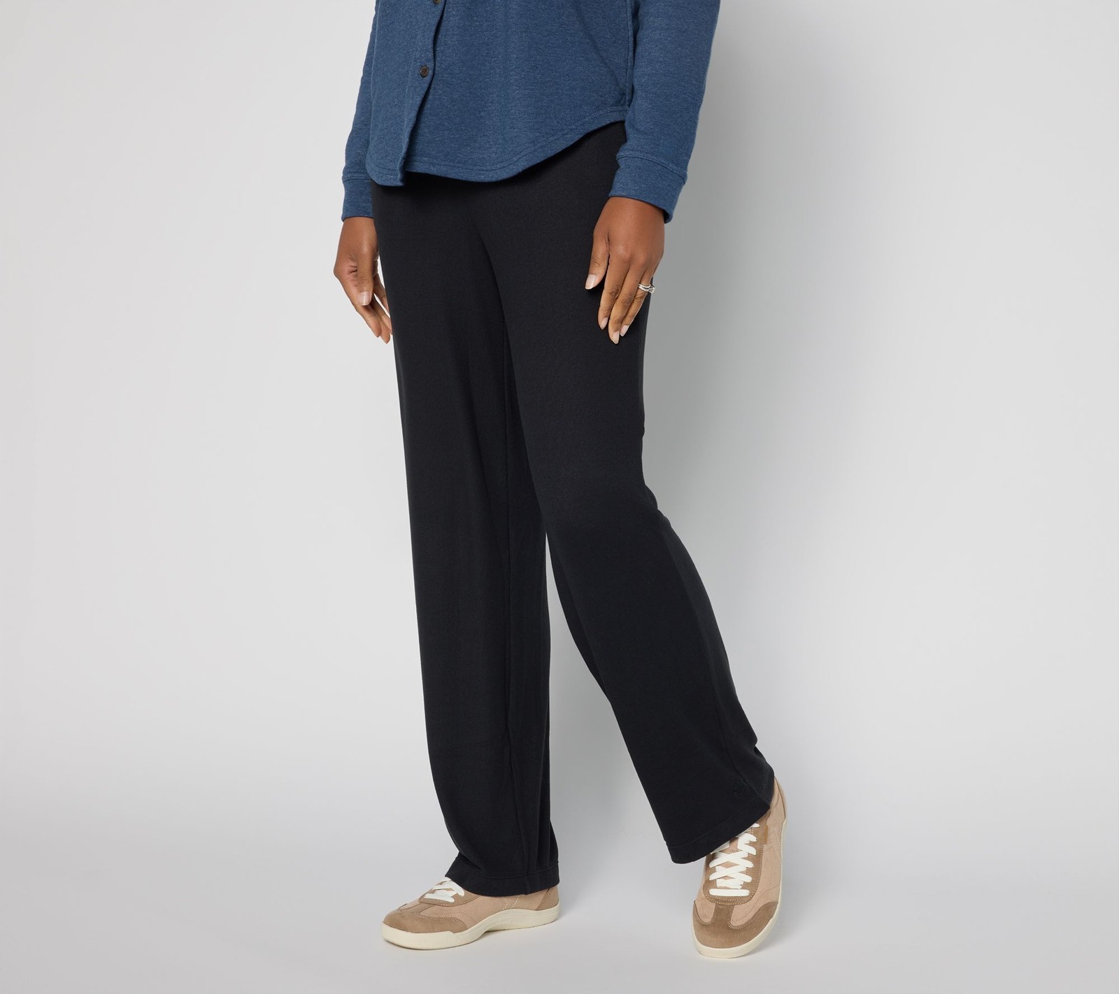Cuddl Duds Women's Pants Sz M Seriously Soft Wide Leg Pant Black A698464