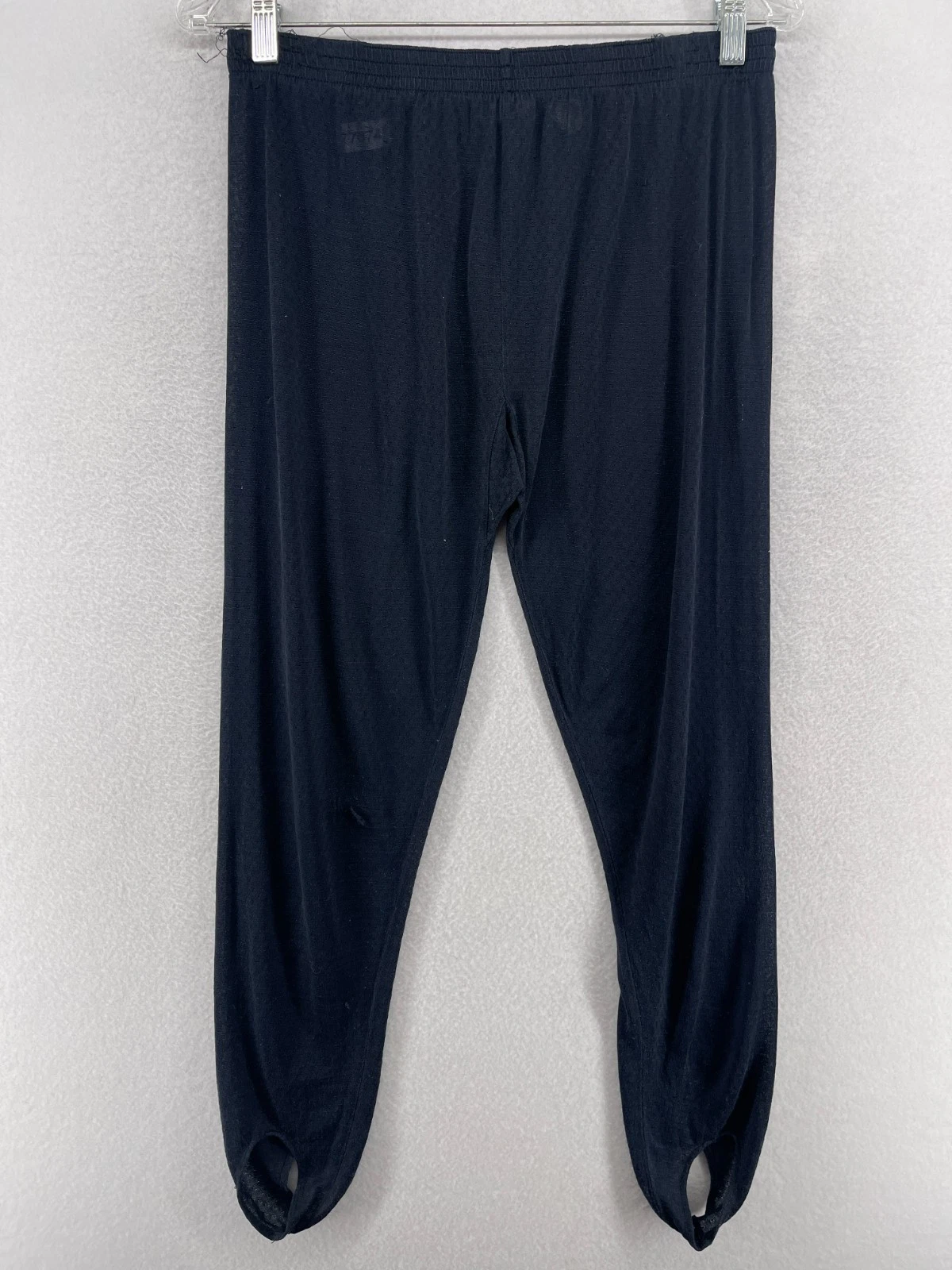 LL BEAN Pants Womens M Silk Pointelle Stirrup Base Layer Elastic Waist Blue Vtg