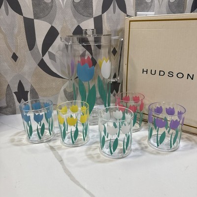 Vintage 1994 Acrylic Pitcher & Tumbler Set Of 5 Tulip Cups - Hudson s