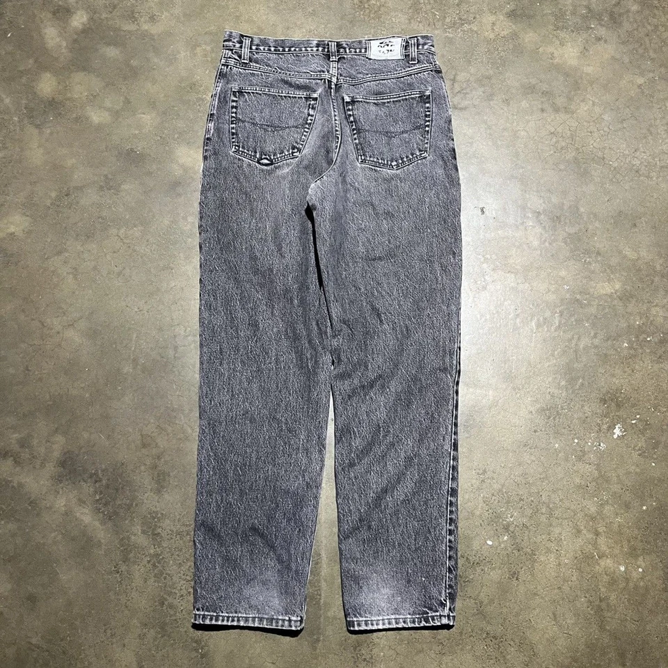 Vintage 90s Quiksilver Black Straight Leg Jeans 33x32 1990s - Image 2 of 4