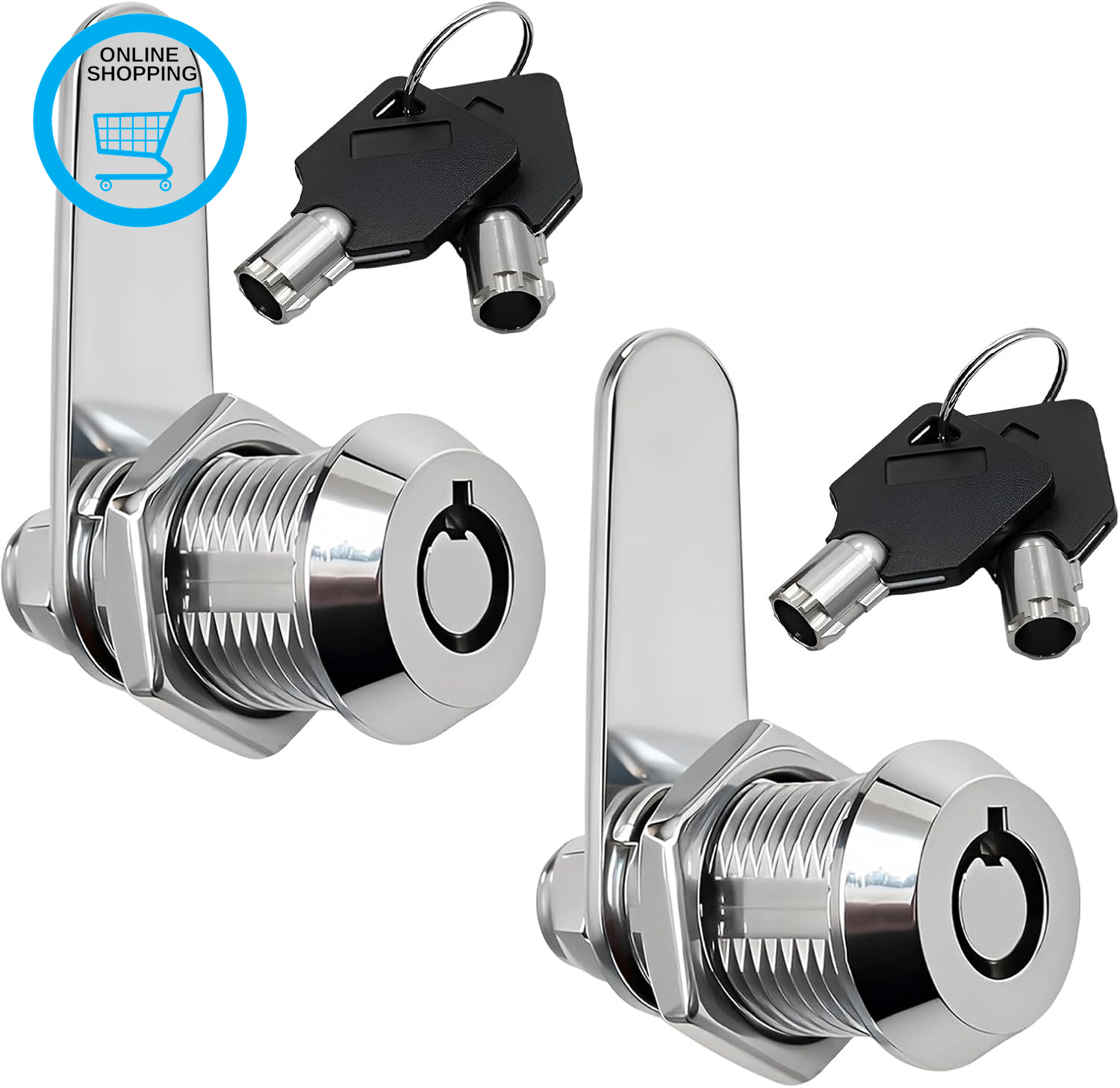 2Pcs 20Mm Thread Tubular Cam Lock with Alike round Key, Cylinder Barrel Security