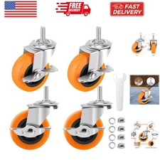 Caster Wheels, 3 Inch Casters Set of 4, Threaded Stem 3/8"-16 x 1 Screw Diame...