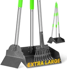 Larger Pooper Scooper for Large Medium Small Dogs - Heavy Duty Metal Tray Rake S
