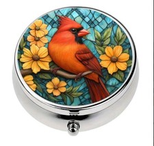 cardinal bird pill box medicine vitamin NEW Free Ship Stocking Stuffer