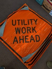 Set of 4 Bone Safety Utility Work Ahead Temporary Work Zone Sign 48in NO BONING
