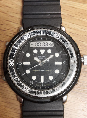 Seiko Hybrid Diver H558-5000 Quarz Ana-Digi Uhr schwarz JP