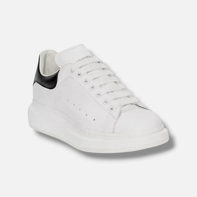 with box McQueen Mens White Oversized Leather HeelDetail Sneakers Shoes  G1N