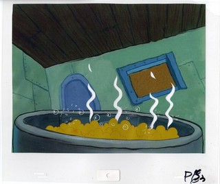 SpongeBob Production cel of the bubbling goo from Squeaky Boots