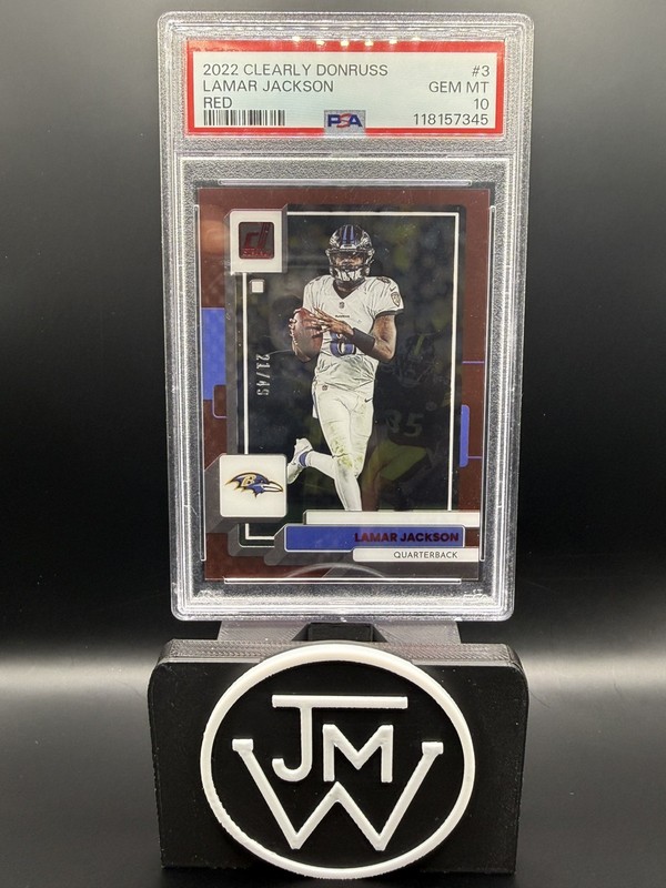 2022 Clearly Donruss Lamar Jackson #3 Red /49 PSA 10
