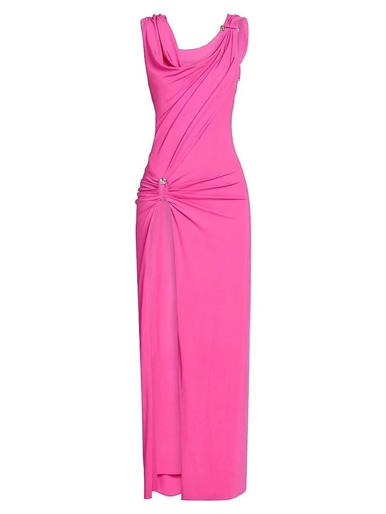AUTH Versace Safety Pin Stretch Crepe Gown Size 4 US