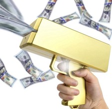 Make It Rain Money Machine Cash Gun Shooter Shoot Out 100pcs Replica Bills