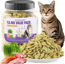 13.4oz/380g Cat Grass Treats Cat Dental Treats Hairball Control Chicken Catnip