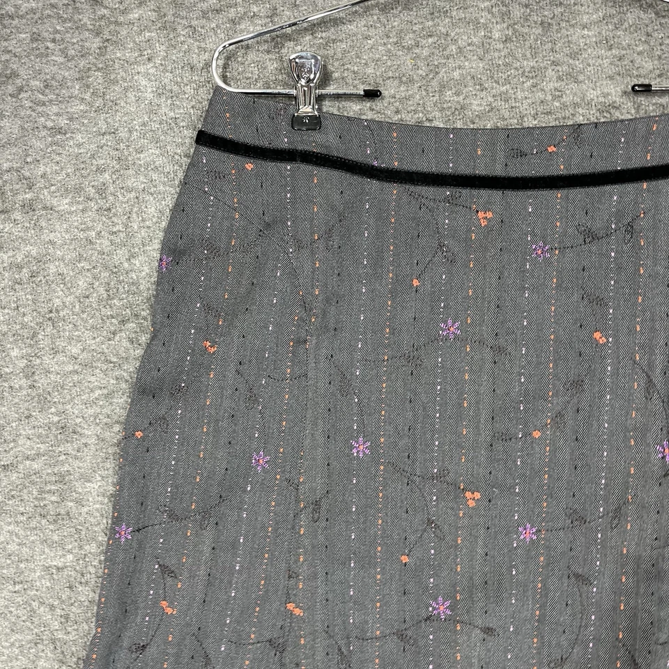 Y2K Requisitos Falda Línea A Mujer 10 Gris Rayas Floral Bordado Oficina Foto 4 de 4