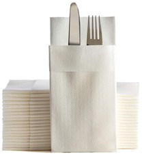 Moyes Home White Dinner Napkins with Silverware Pocket (50 Pack) &ndash; LinenFe