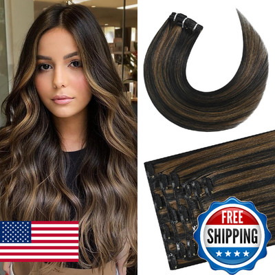 Newfeeling Clip in Hair Extensions 15 Inch 75g Ntural Straight Remy Human Hair #