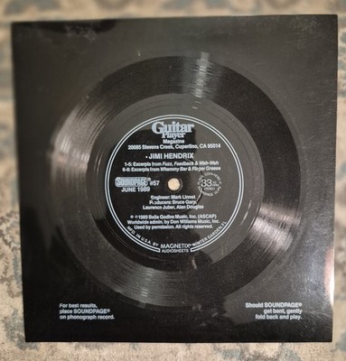 Jimi Hendrix ''Fuzz Wha Wha'' 7''flexi   Guitar Player June 1989 Soundpage #57