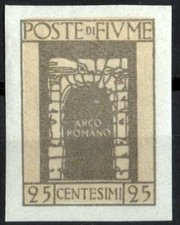 ✔️ FIUME 1923. 25C ARCO ROMANO NON PERFORÉ Sass 194f NON DANS CATALOGUE...