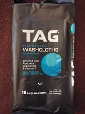 Tag Disposable Washcloths, 18 Count, Alcohol-Free, Aloe Vera Extract