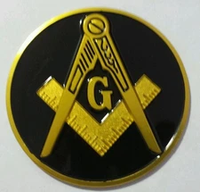 Freemason Masonic car emblem with Black background 3" inches 