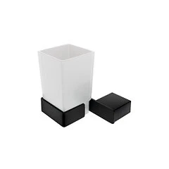 Suporte para escova de dentes de vidro fosco cromado de parede aço inoxidável e M.Preto - Imagem 2 de 2