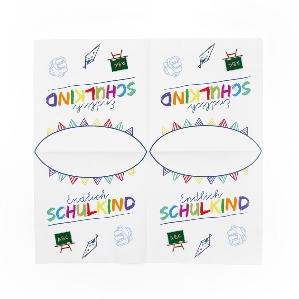 40 Bunte Einschulung-Servietten Mit Regenbogen-Motiv | Schulanfang Deko Für Mädchen & Jungen