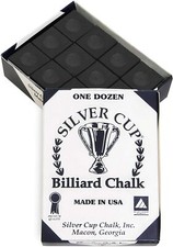 Silver Cup/ Championship Billiard Chalk - ONE Dozen Black 