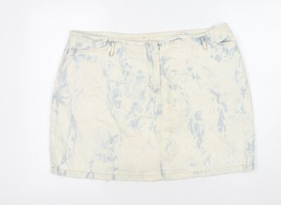 Variations Damen Elfenbein Baumwolle A-Linie Rock Größe 22 Reißverschluss - Batik