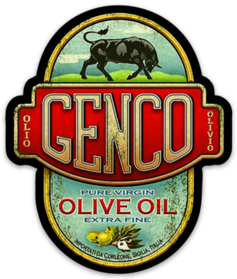 GENCO Olive Oil Pure Virgin Olive Oil Emblem Fictional Logo Type Die-cut MAGNET