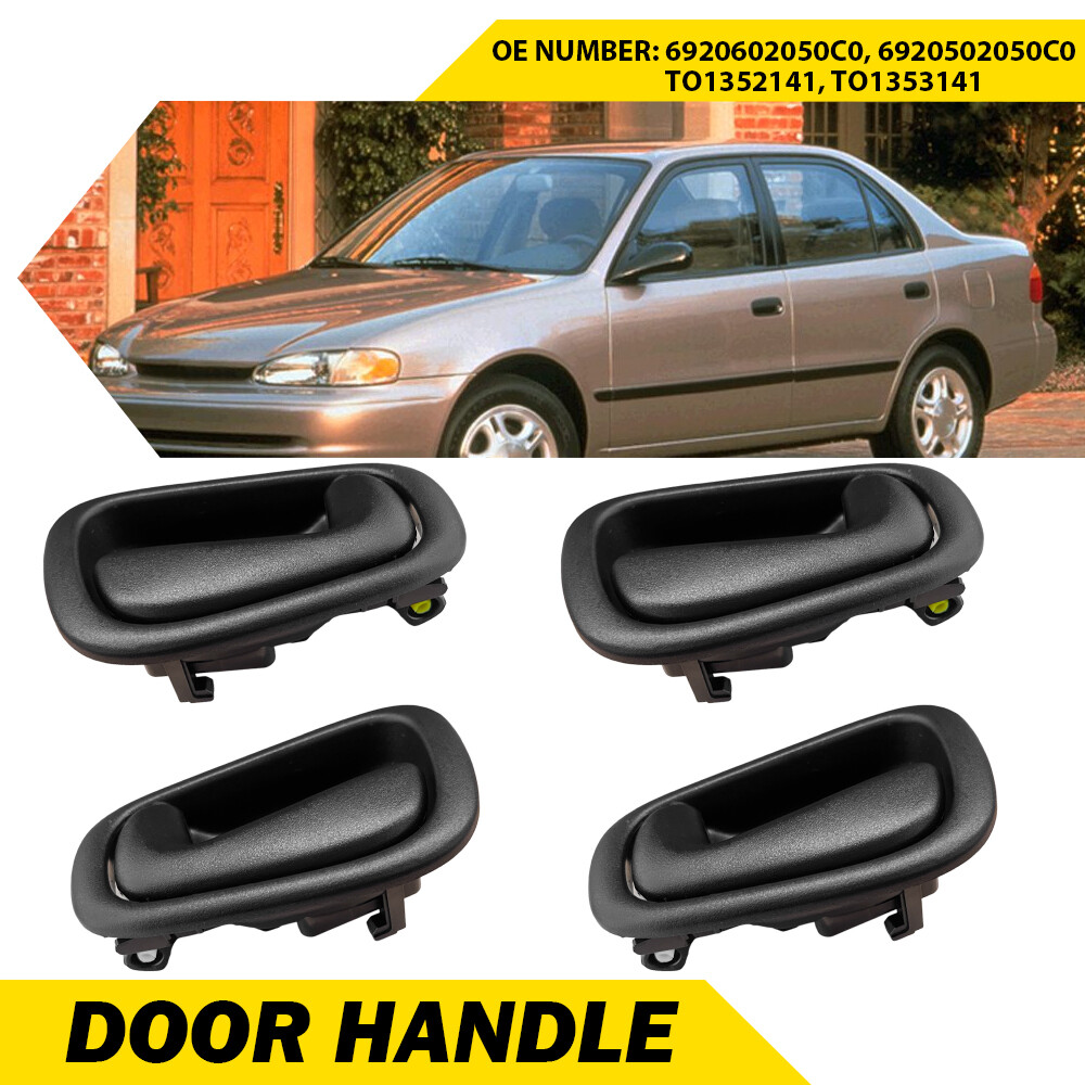(4) Black Inside Inner Interior Door Handle For 1998-2002 Toyota Corolla Prizm T