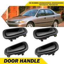 (4) Black Inside Inner Interior Door Handle For 1998-2002 Toyota Corolla Prizm T