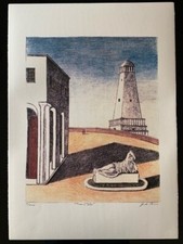 GIORGIO DE CHIRICO LITOGRAFIA PUBLICATA CM 50X70 pisani,romano,pistoletto,lodola