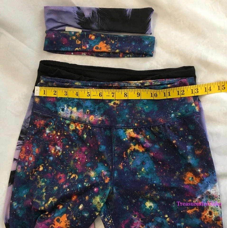 2 pares de pantalones legging Energie Capri con diademas a juego Yoga Galaxy Tropical Foto 4 de 4