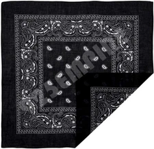 Lot 3-12 PCS Black Paisley Bandana Head Wrap Scarf 100% Cotton Face Cover