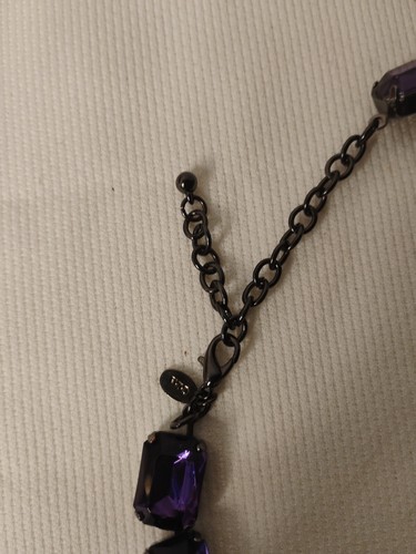 Vintage Joan Rivers 16" Purple Rhinestone Necklace - Picture 3 of 4