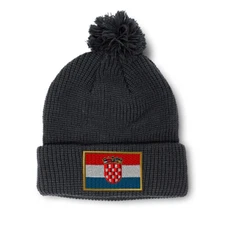 Pom Pom Beanies for Women Croatia Embroidery Winter Hats for Men Skull Cap