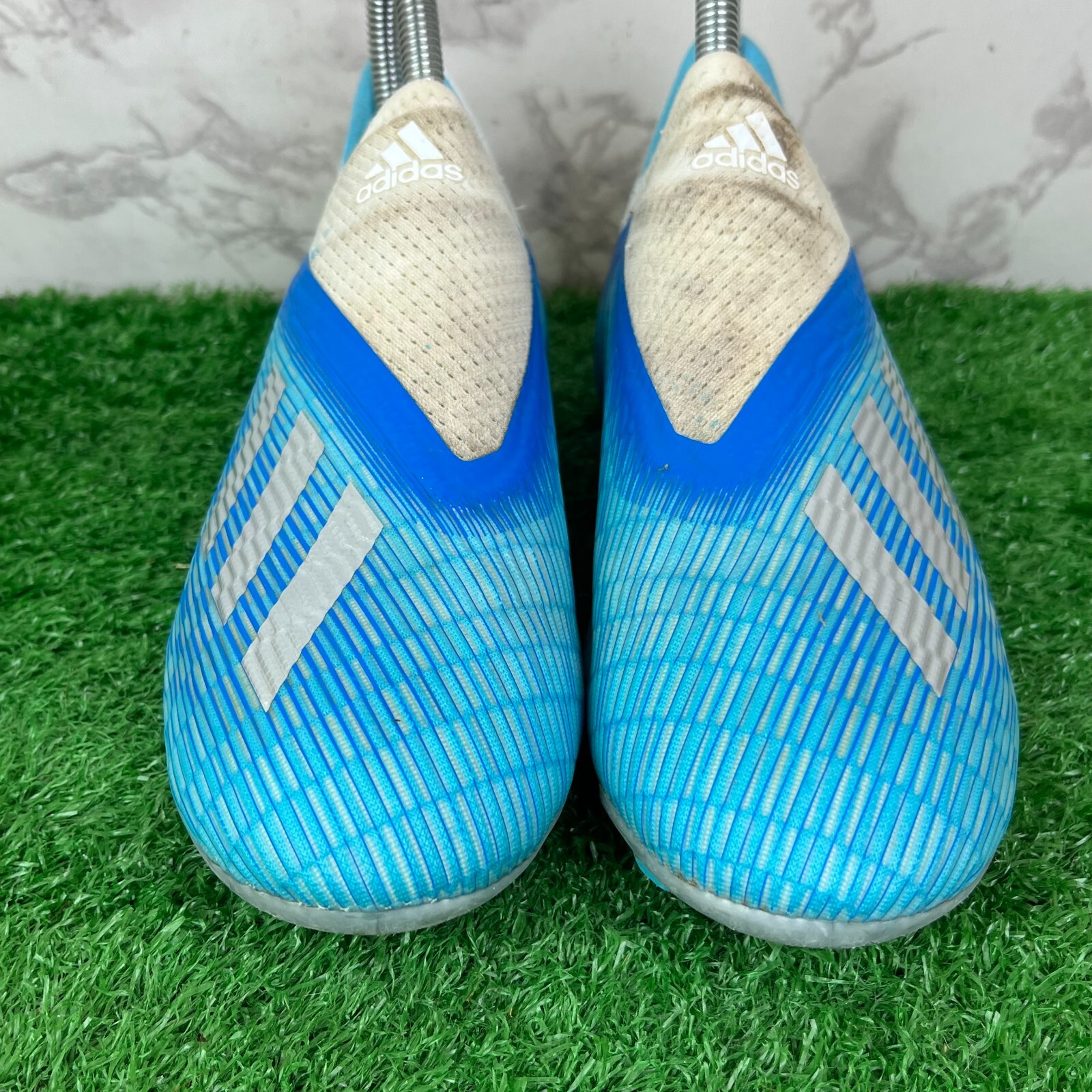 Adidas Football Boots Size 2 Laceless Moulded Studs FG Blue White X 19.