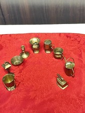 Lot Of 9 Miniature Brass Doll House Furniture Solid Brass India Some Are 2 Tall