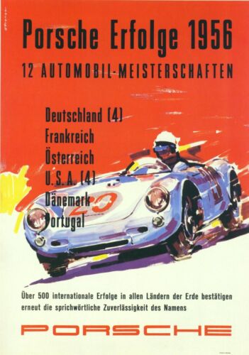 Vintage 1956 German Porsche Car Racing Poster - Picture 1 of 1