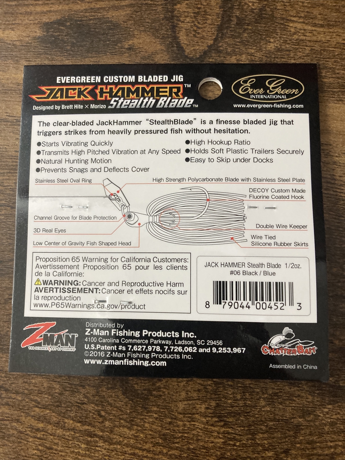 Z-MAN CHATTERBAIT JACK HAMMER SB 1/2OZ CBSB12-06 BLACK/BLUE BN2309 - Image 2