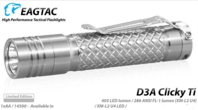 EagTac D3A Clicky Titanium Cree XM-L2 LED pocket led flashlight