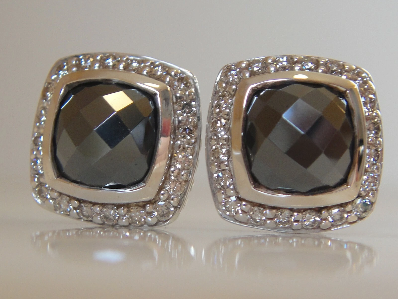 00. DAVID YURMAN SS ALBION HEMATITE DIAMOND EARRINGS.