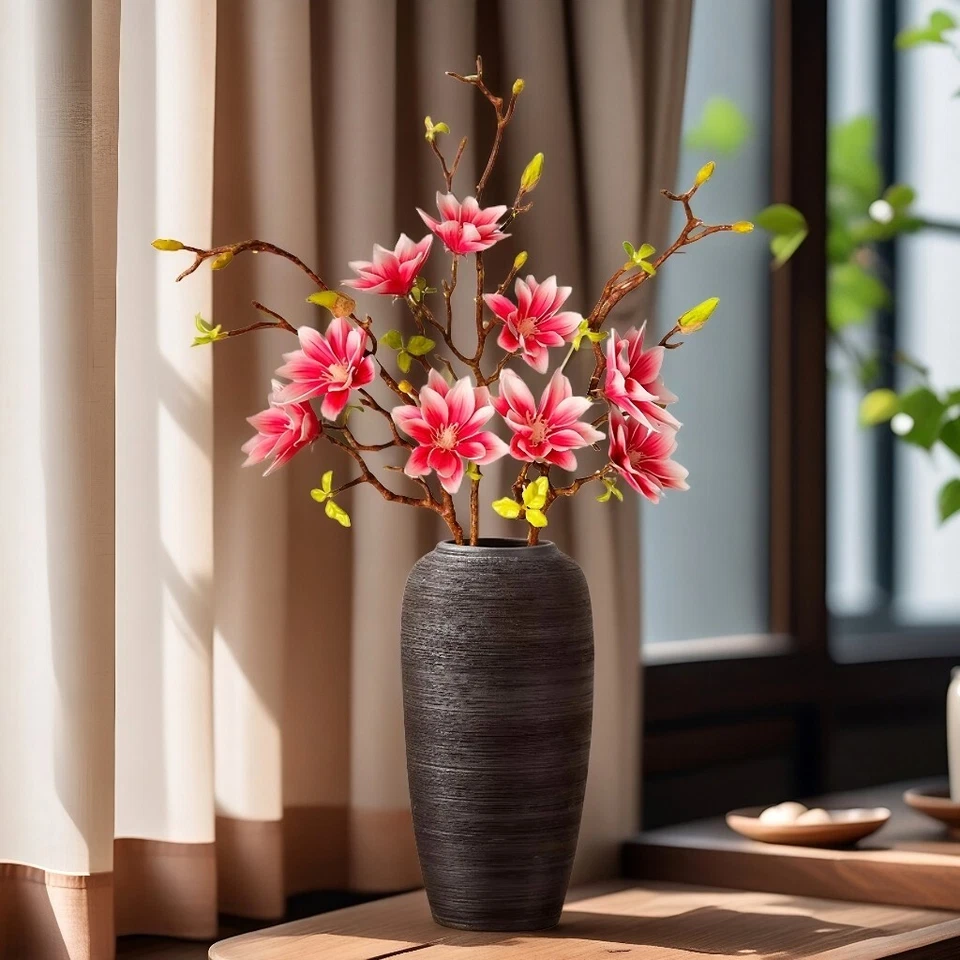 3 Piezas-Flores de Magnolia Artificiales, 9 Flores, Tallos Largos Flexibles para Decoración Foto 3 de 4