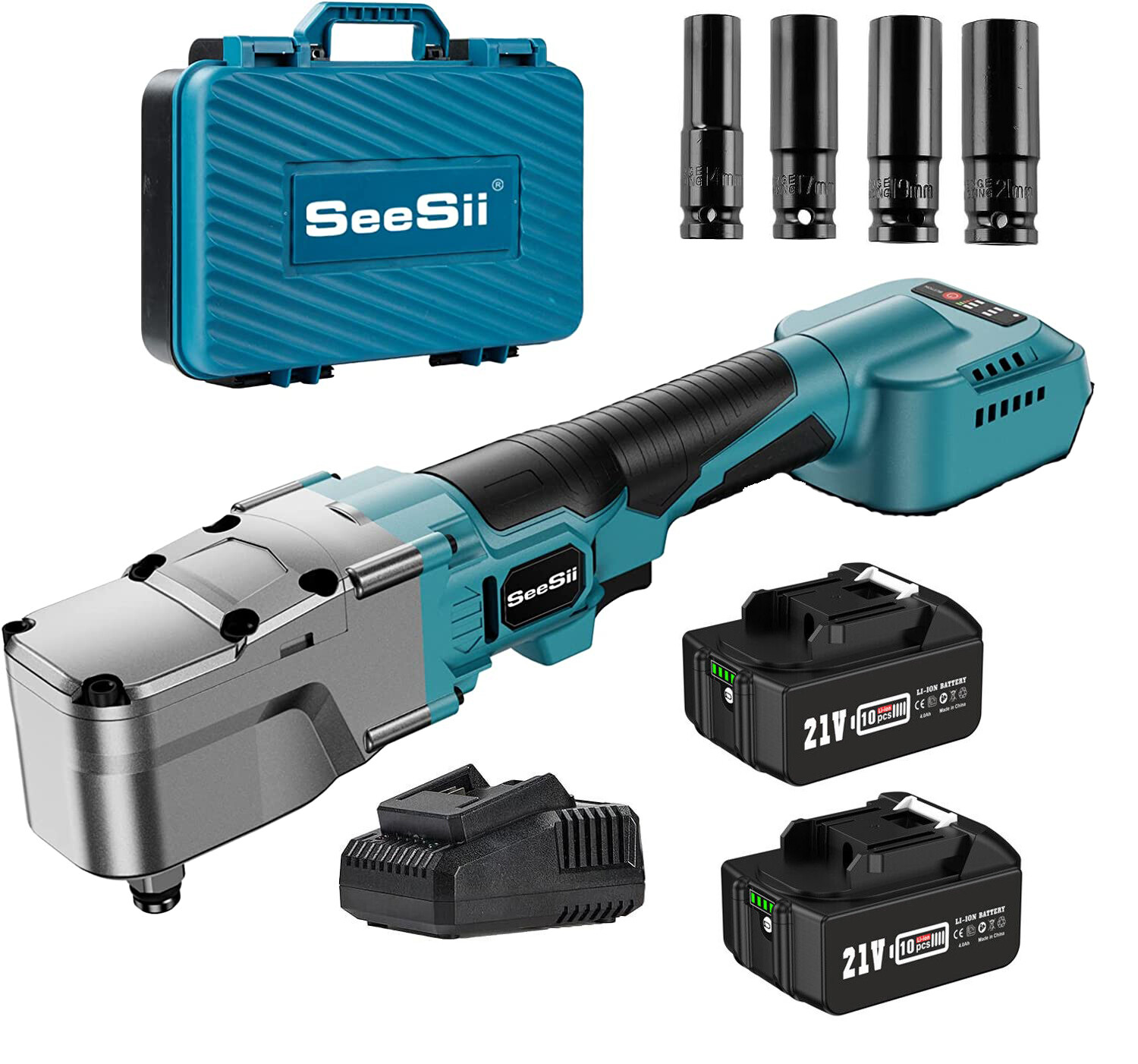 Seesii 300N.m 1/2'' Cordless Right Angle Impact Wrench Electric Ratchet Wrench