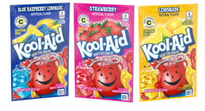 Kool-Aid Soft Drink Mix Variety Pack Blue Raspberry Lemonade Strawberry 12 Ct