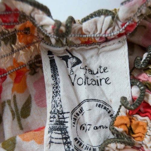 La Faute a Voltaire Tie Sleeve Smocked Floral Blouse Orange Green Size 6-7Y - Picture 6 of 10