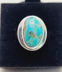 Vintage Turquoise Ring 925 Sterling Silver Size 6 Signed Sterling Mexico 13.12 g
