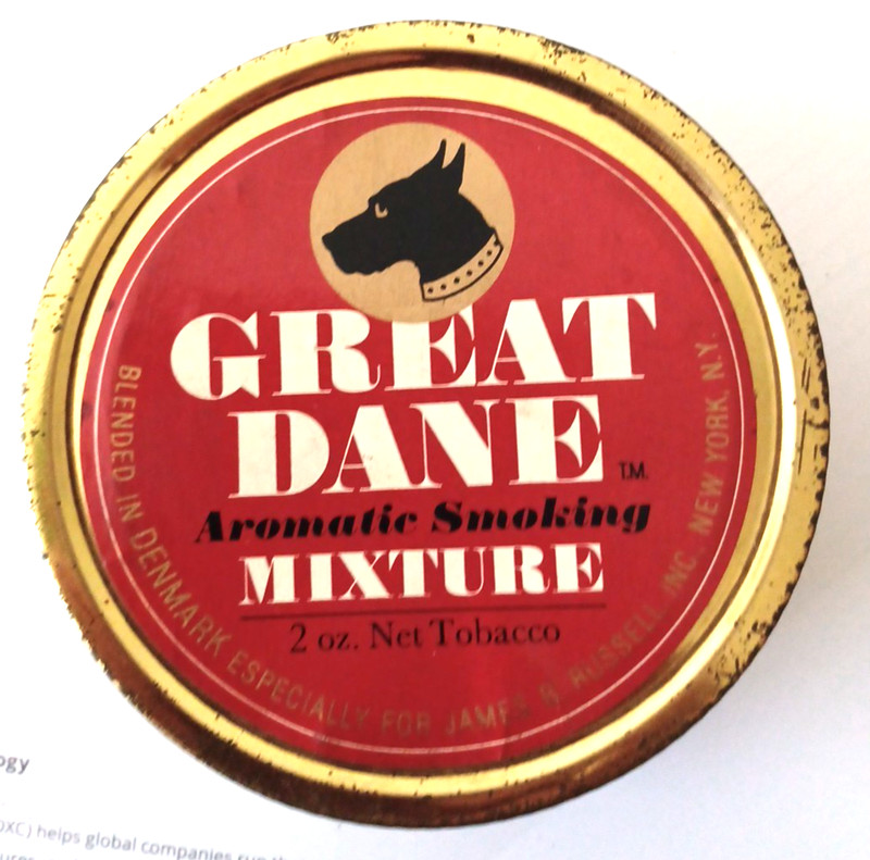 Great Dane Tobacco Tin 4 Inch Diameter 
