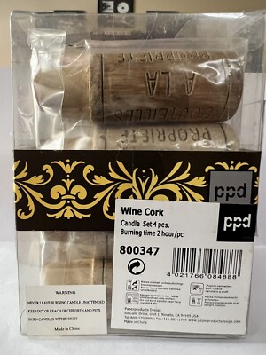 3 Four Pieces Wine Bottle Cork Candle Sets - 2 Hours Burning Time  NEW / SEALED